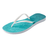 Türkisblaue Glitzer und glatter Flip Flops Badesandalen (Schrägansicht)