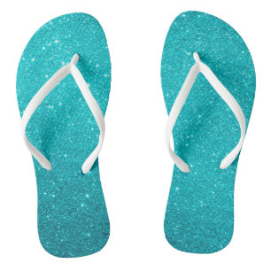 Türkisblaue Glitzer und glatter Flip Flops Badesandalen