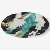 Türkisblaue goldene Schwarzwurzel-Hochzeit Pappteller (Schrägansicht)