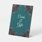 Türkisblaue graue Rose Gothic Cards Schild (Vorderseite)