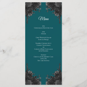 Türkisblaue graue Rose Gothic Wedding Menükarte