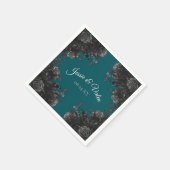 Türkisblaue graue Rose Gothic Wedding Serviette (Ecke)