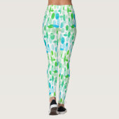 Türkisblaue, grüne Oval-Flecken Leggings (Rückseite)
