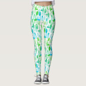 Türkisblaue, grüne Oval-Flecken Leggings (Vorderseite)