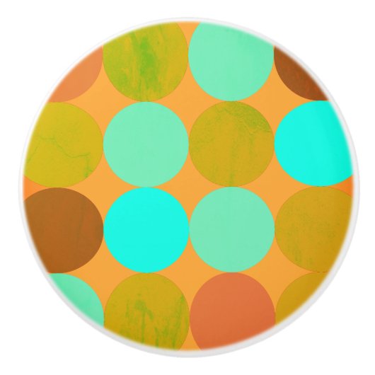 Türkisblaue grüne und orangefarbene Kreise Keramikknauf (Vorderseite)