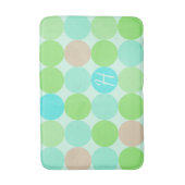 Türkisblaue grüne und orangefarbene Kreise Monogra Badematte (Vorderseite Vertikal)