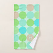 Türkisblaue grüne und orangefarbene Kreise Monogra Badhandtuch Set (Handtuch)