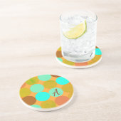 Türkisblaue grüne und orangefarbene Kreise Monogra Getränkeuntersetzer (Seite)