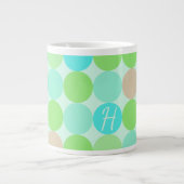 Türkisblaue grüne und orangefarbene Kreise Monogra Jumbo-Tasse (Vorderseite)