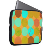 Türkisblaue grüne und orangefarbene Kreise Monogra Laptopschutzhülle (Vorne Rechts)