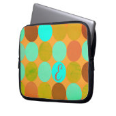 Türkisblaue grüne und orangefarbene Kreise Monogra Laptopschutzhülle (Vorderseite Links)