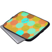 Türkisblaue grüne und orangefarbene Kreise Monogra Laptopschutzhülle (Vorne Knopf)