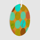 Türkisblaue grüne und orangefarbene Kreise Monogra Ornament (Vorderseite)