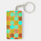 Türkisblaue grüne und orangefarbene Kreise Monogra Schlüsselanhänger (Rückseite)