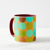 Türkisblaue grüne und orangefarbene Kreise Monogra Tasse (Vorderseite Links)