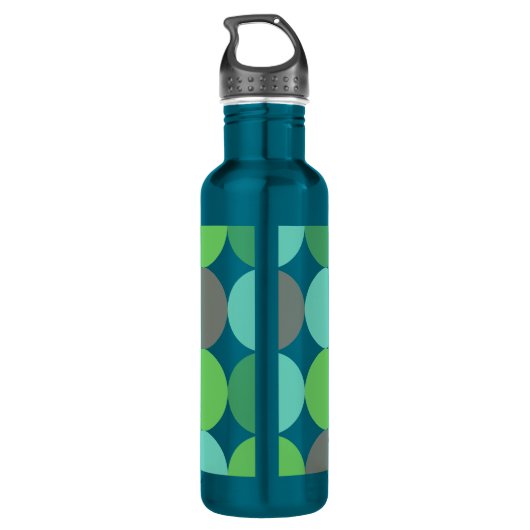 Türkisblaue grüne und orangefarbene Kreise Monogra Trinkflasche (Rückseite)