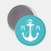 Türkisblaue Herzanschor Magnet (Vorderseite/Rückseite)