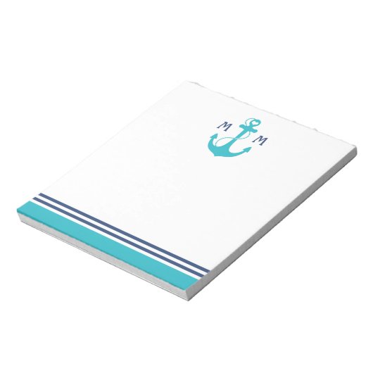 Türkisblaue Herzanschor Notizblock (Rotiert)