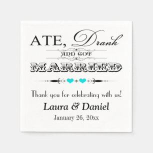 Türkisblaue Herzen, Scrolls Wedding Napkins Serviette