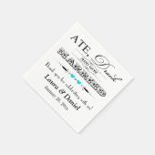 Türkisblaue Herzen, Scrolls Wedding Napkins Serviette (Ecke)