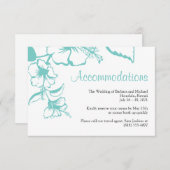 Türkisblaue Hibiskus Beach Hochzeitsunterkünfte Begleitkarte (Vorne/Hinten)