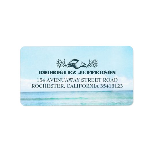 Türkisblaue Hochzeit am Strand Adressaufkleber (Vorne)