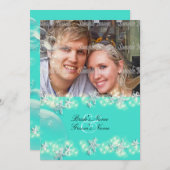 Türkisblaue Hochzeit Einladung (Vorne/Hinten)