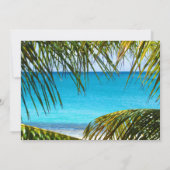 Türkisblaue Hochzeit mit Palmblättern Einladung (Rückseite)