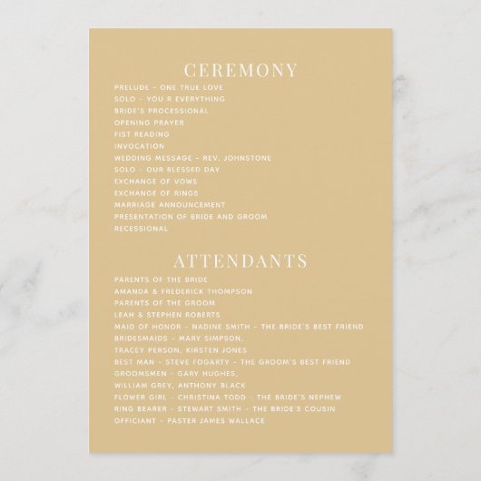 Türkisblaue Hochzeit Programm (Rückseite)