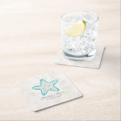 Türkisblaue Hochzeit Rechteckiger Pappuntersetzer (Vor Ort)