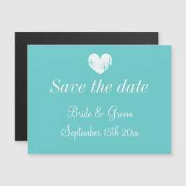 Türkisblaue Hochzeitenkarte Save the Date Magnetkarte