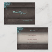 Türkisblaue Hochzeitkarte Begleitkarte (Vorne/Hinten)