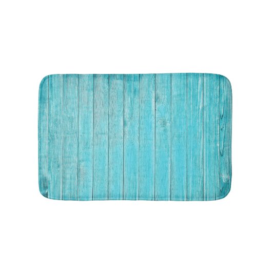 Türkisblaue Holzwand Textur Badematte (Vorderseite)