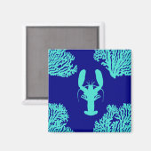 Türkisblaue Hummer-Küstenmuster Magnet (Vorderseite/Rückseite)