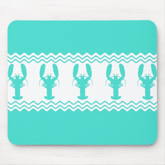Türkisblaue Hummer-Streifen Mousepad (Vorne)