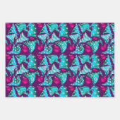 Türkisblaue Imitate Glitzer Gnome Weihnachten Geschenkpapier Set (Vorderseite)