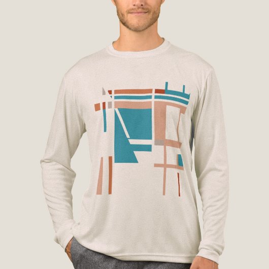 Türkisblaue Korallenrost MCM inspirierte Quadrate Tri-Blend Shirt (Vorderseite)