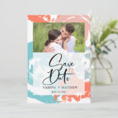 Türkisblaue Korallenspuren Schlaganfälle Save the Einladung (Stehend Vorderseite)