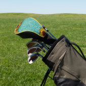 Türkisblaue Ledermotive Sonnenblumen Golf Headcover (In SItu)