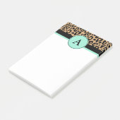 Türkisblaue Leopard Mit Monogramm Druckstelle Hinw Post-it Klebezettel (angewinkelt)