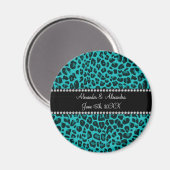 Türkisblaue Leopardenmuster-Gastgeschenke Hochzeit Magnet (Vorderseite/Rückseite)