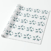 Türkisblaue Libelle Gemustert Geschenkpapier (Ungerollt)