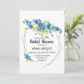 Türkisblaue Lila Blütengoldrahmen Einladung (Stehend Vorderseite)