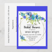 Türkisblaue Lila Blütengoldrahmen Einladung (Vorne/Hinten)