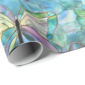 Türkisblaue Lila Schmetterlinge Geschenkpapier (Rolleneckpunkt)