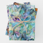 Türkisblaue Lila Schmetterlinge Geschenkpapier Set (Beispiel)