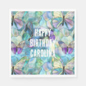 Türkisblaue Lila Schmetterlinge Serviette (Vorderseite)