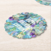 Türkisblaue Lila Schmetterlinge Untersetzer (angewinkelt)