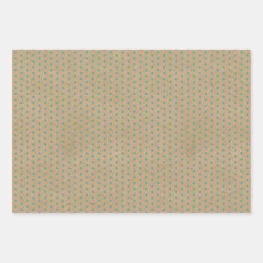 Türkisblaue Linien Imitate Rustikale braune Kraft Geschenkpapier Set (Vorderseite 3)