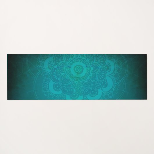 Türkisblaue Mandala mit doppelseitigem Namen Yogamatte (Rückseite (Horizontal))